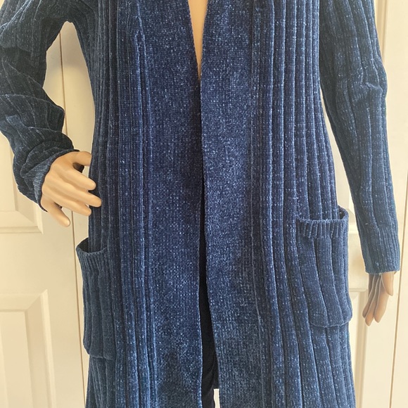 Marty M Womens M Blue Long Soft Open Cardigan. Ribbed with pockets. So comfy! - Picture 12 of 12